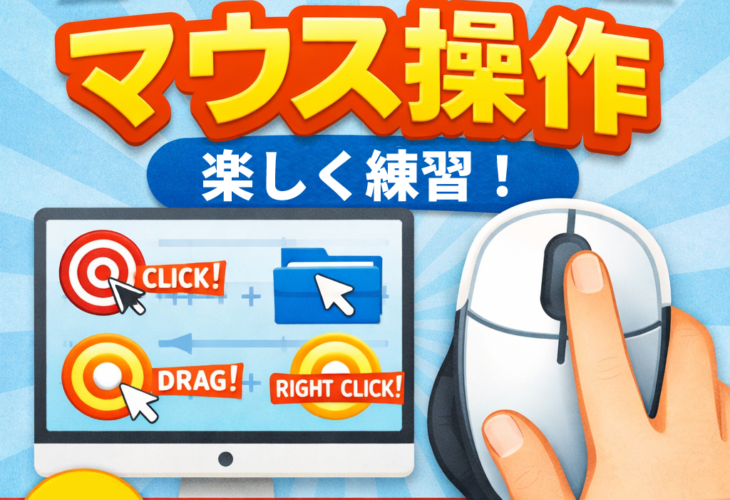パソコン初心者向けのマウス操作練習ページのアイキャッチ画像