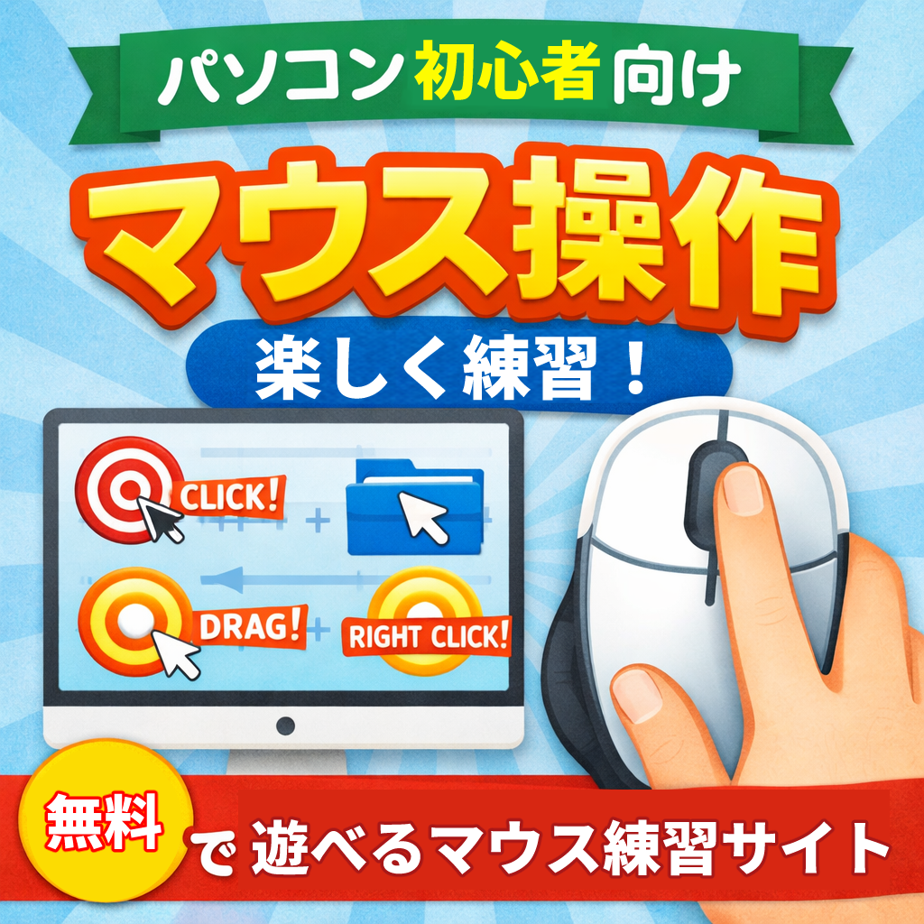 パソコン初心者向けのマウス操作練習ページのアイキャッチ画像