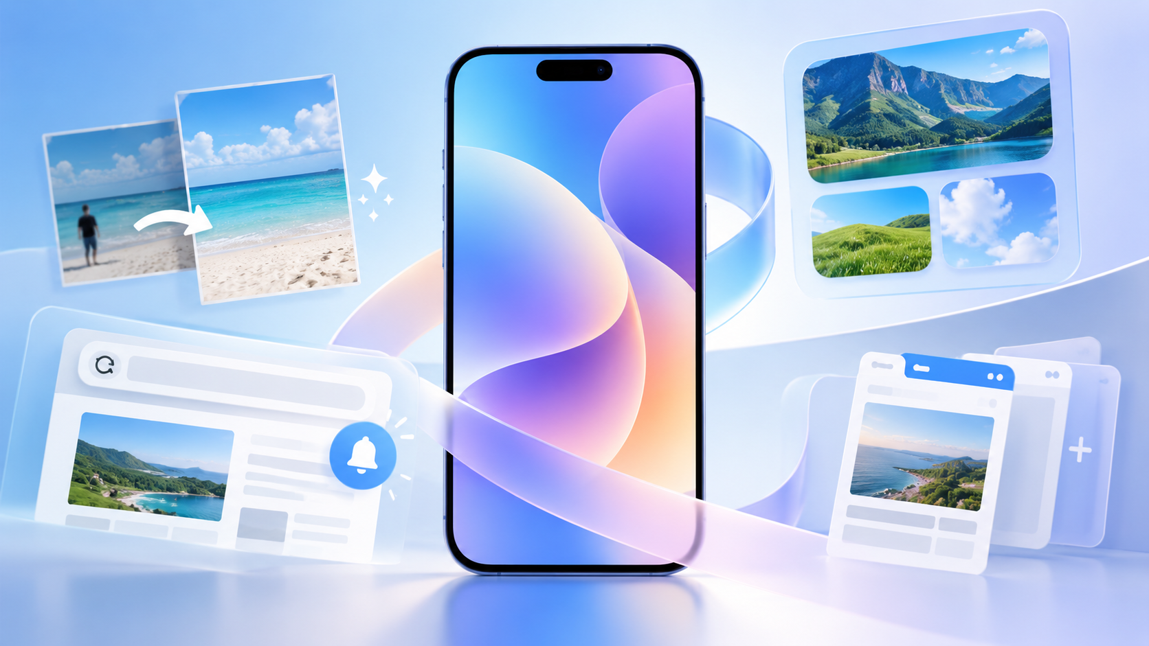iOS 27の新機能をイメージしたiPhoneのヒーロー画像